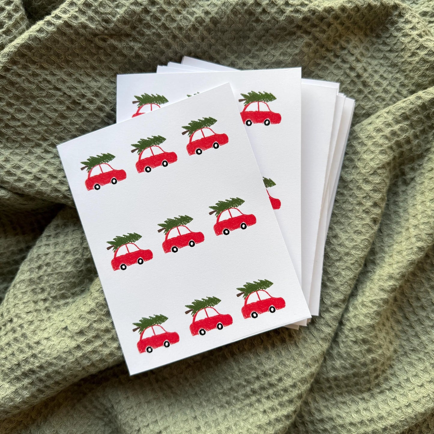 Blank Christmas Cards- 10 Pack (Red Car)
