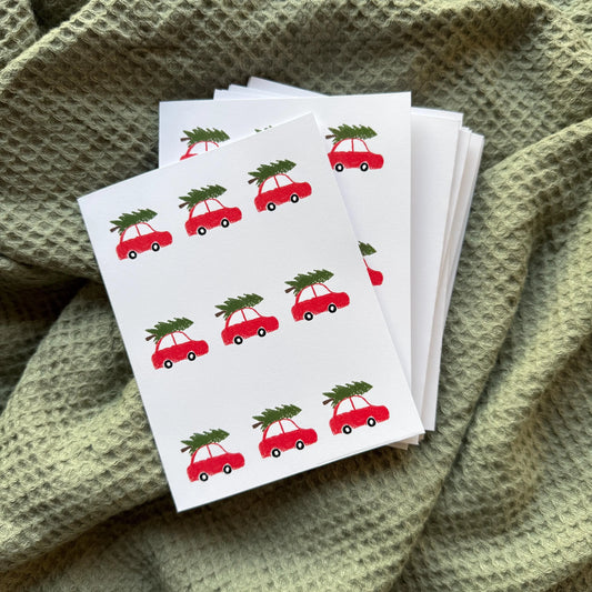 Blank Christmas Cards- 10 Pack (Red Car)